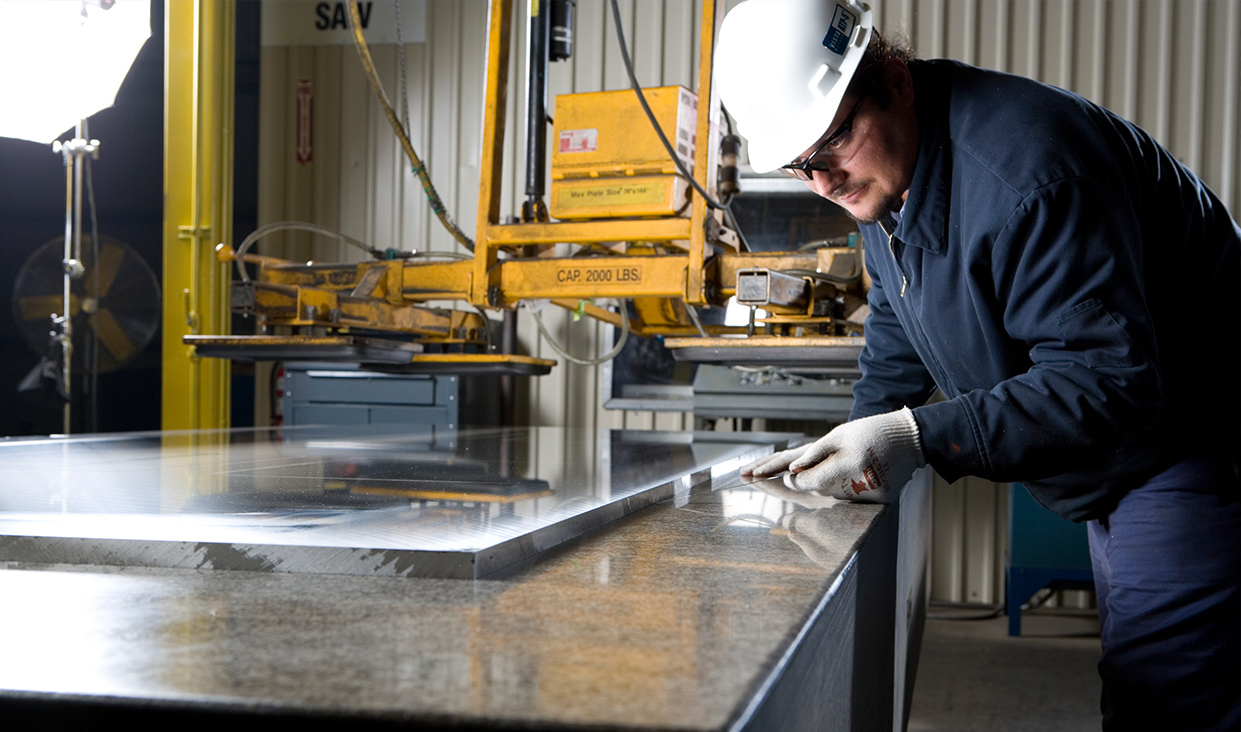 Industrial metal inspection process showcasing precision and quality control